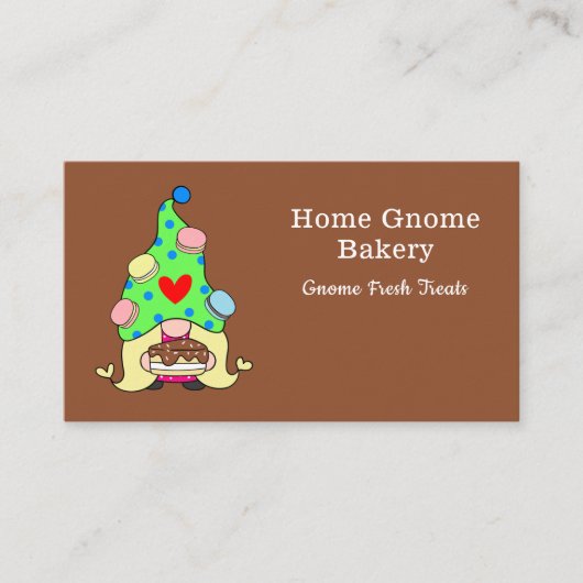 Gnome Hometown Bakery Pastry Cakes & Treed Brown Visitekaartje (Voorkant)