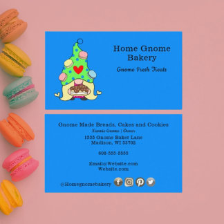 Gnome Hometown Bakery Pastry Cakes & Trees Blue Visitekaartje