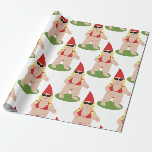 Gnome in Bikini Cadeaupapier (Uitgerold)