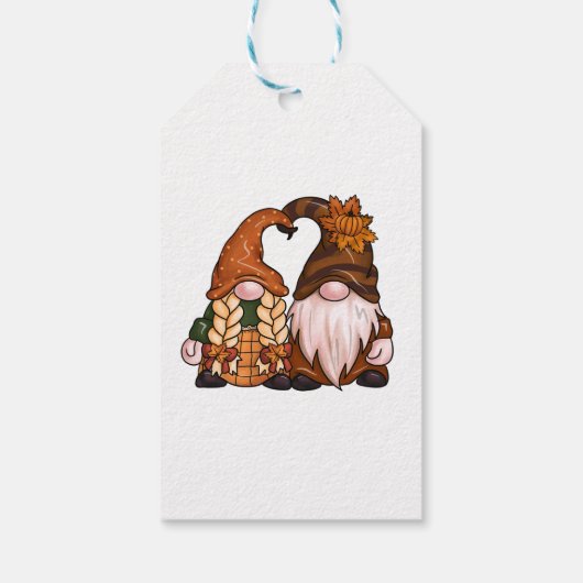 Gnome in Herfst Thanksgiving Kleuren Dank u Cadeaulabel (Achterkant)