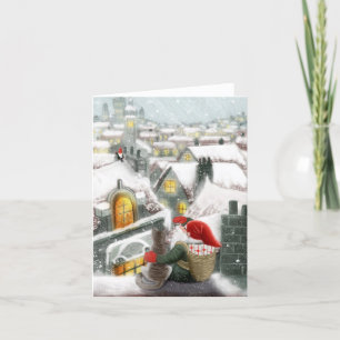 Gnome in het Scandinavische landschap Feestdagen Kaart