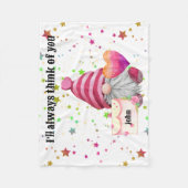 Gnome in love with rainbow heart fleece deken (Voorkant)