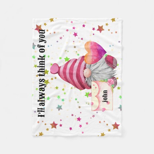 Gnome in love with rainbow heart fleece deken (Voorkant)