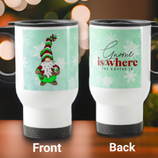 Gnome is waar de koffie is | Schattigee kerst Reisbeker