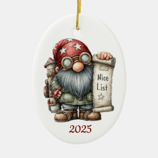 Gnome keramische ovale kerstornament keramisch ornament