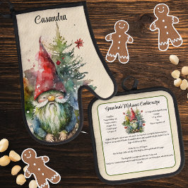  Gnome Kerst Recept Keepsake Cookies Ovenwant & Pannenlap Set