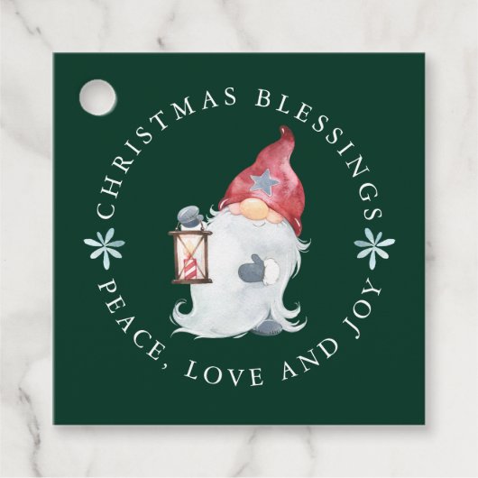Gnome kerstcadeautjes Peace Love Joy Bedankjes Labels (Voorkant)