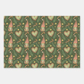 Gnome kerstliefdespatroon inpakpapier vel (Voorkant 3)