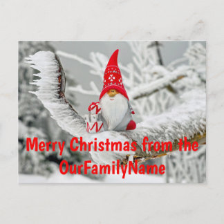 Gnome Kerstman Kerstmis Aanpasbare Ansichtkaart Briefkaart