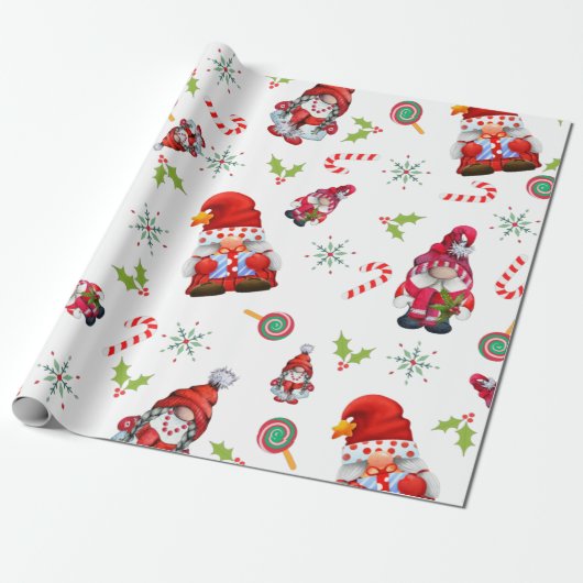 Gnome Kerstmis Cadeaupapier (Uitgerold)