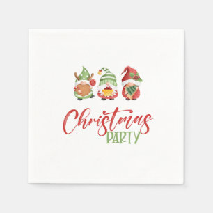 Gnome kerstparty Napkin Servet