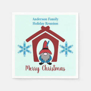 Gnome kerstsnowflakes Red Blue op maat Servet