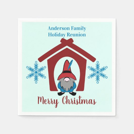 Gnome kerstsnowflakes Red Blue op maat Servet (Voorkant)