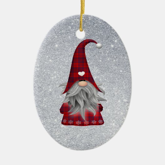 Gnome kerstversiering keramisch ornament (Voorkant)