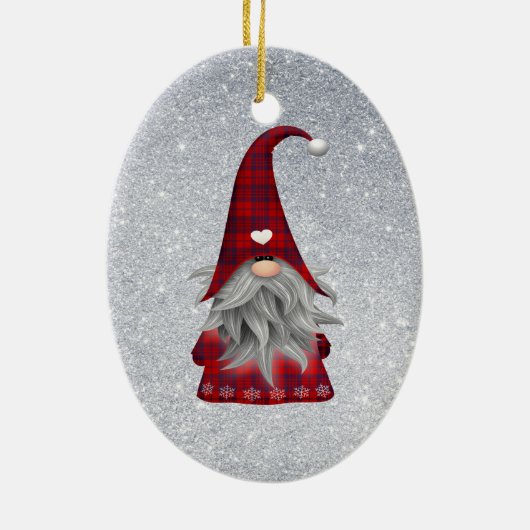Gnome kerstversiering keramisch ornament (Achterkant)