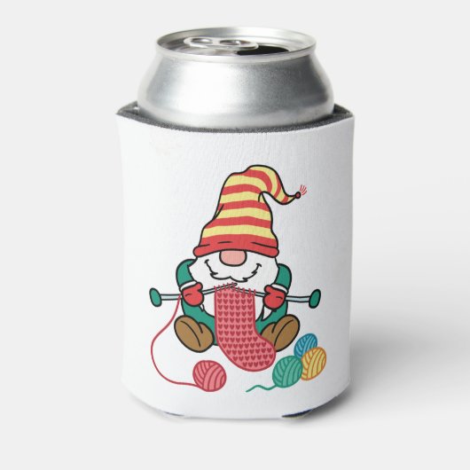 Gnome Knitting Cute Knitter Gift Nordic Gnomen Blikjeskoeler (Blikje Achterkant)