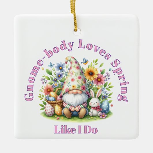 Gnome Lente Keramisch Ornament (Voorkant)