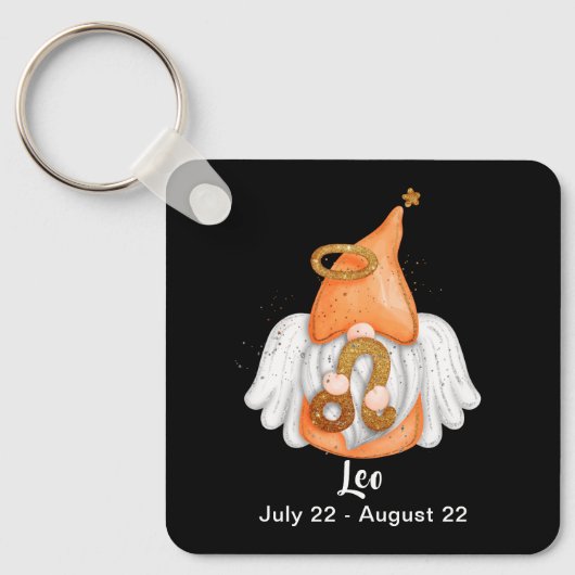 Gnome Leo Astrologie Teken Engel Sleutelhanger (Voorkant)