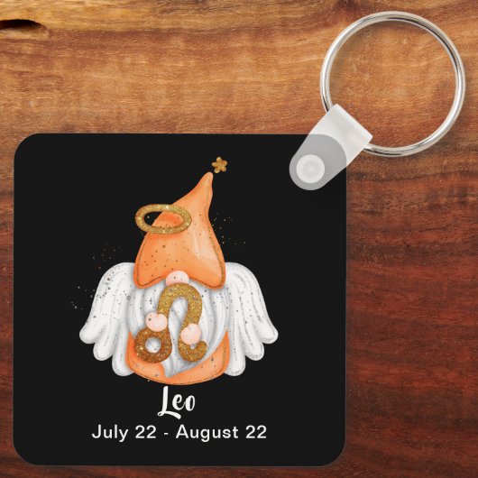 Gnome Leo Astrologie Teken Engel Sleutelhanger (Achterkant)