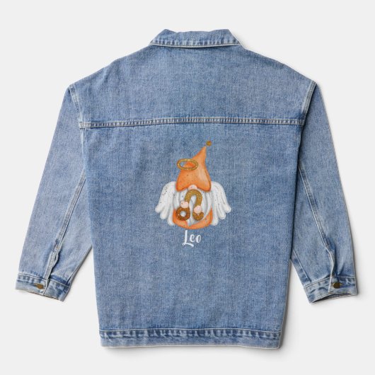 Gnome Leo Astrologie Teken Engel Vrouwen Denim Jacket (Achterkant)