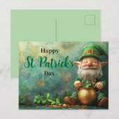 Gnome Leprechaun en Pot of Gold St. Patrick's Day Feestdagenkaart (Voorkant / Achterkant)