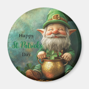 Gnome Leprechaun en Pot of Gold St. Patrick's Day Magneet