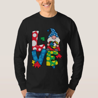 Gnome Love Puzzle Piece Autism Awareness Month Kid T-shirt