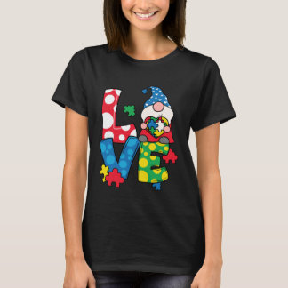Gnome Love Puzzle Piece Autism Awareness Month Kid T-shirt