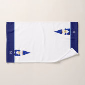 Gnome Magique & Monogramme sur Fond Bleu et Blanc (Serviette à main)