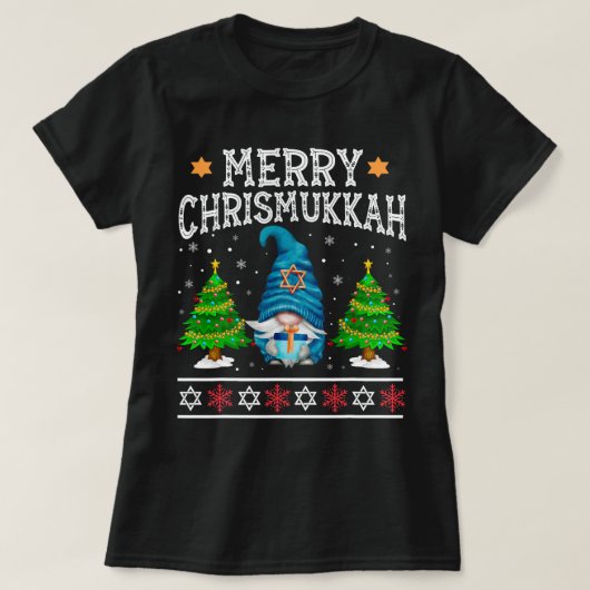 Gnome Merry Chrismukkah Happy Hanukkah Kerstmis G T-shirt (Design voorkant)