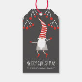 Gnome Merry Christmas Holly Berries Cadeaulabel (Achterkant)