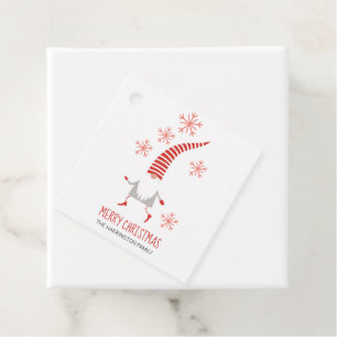 Gnome Merry Kerstmis en Snowflakes Labels