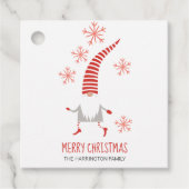 Gnome Merry Kerstmis en Snowflakes Labels (Voorkant)