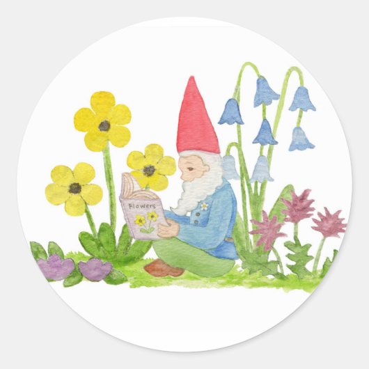 Gnome met Bloemen sticker (Voorkant)