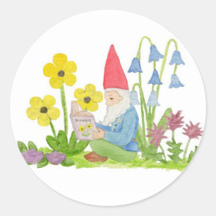 Gnome met Bloemen sticker