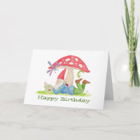 Gnome met Bloemenboek verjaardagskaart