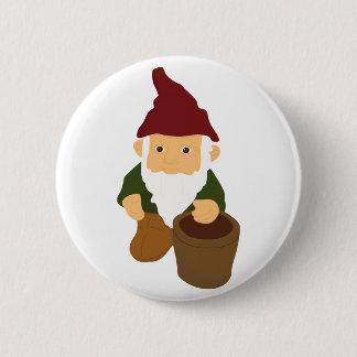 Gnome met Bucket Ronde Button 5,7 Cm