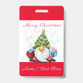Gnome met Gift Christmas Custom Name Badge (Achterkant)