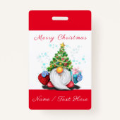 Gnome met Gift Christmas Custom Name Badge (Achterkant)