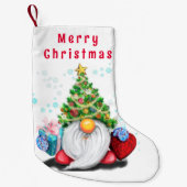 Gnome met Gift Kerstmis Kous Kleine Kerstsok (Voorkant)