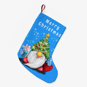 Gnome met hart cadeau kerst kous kleine kerstsok