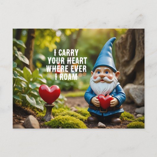 Gnome met hart Valentijn Briefkaart (Voorkant)