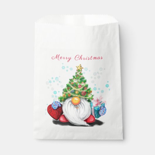 Gnome met Kerstboom Pet en Gift Favor Bag Bedankzakje (Voorkant)