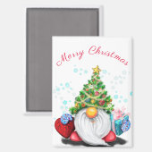 Gnome met Kerstboom Pet Magneet Gift (Voorkant / Achterkant)