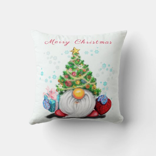 Gnome met kerstboom Pet Sierkussen (Achterkant)
