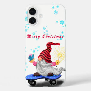 Gnome met Skateboard Kerst iPhone Case