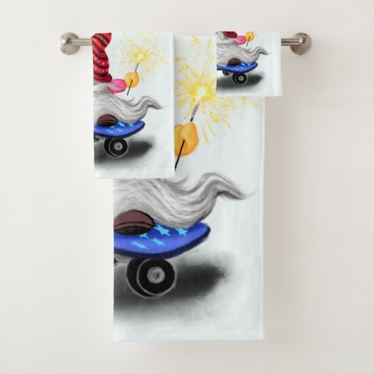 Gnome met skateboard kerstbadhanddoeken bad handdoek (Insitu)