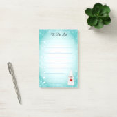 Gnome mignon sur un post-it turquoise et blanc (Bureau)