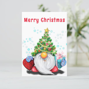 Gnome mignonne avec carte cadeau de Noël