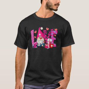 Gnome Nurse Valentijnsdag Heart Stethoscope Love T-shirt